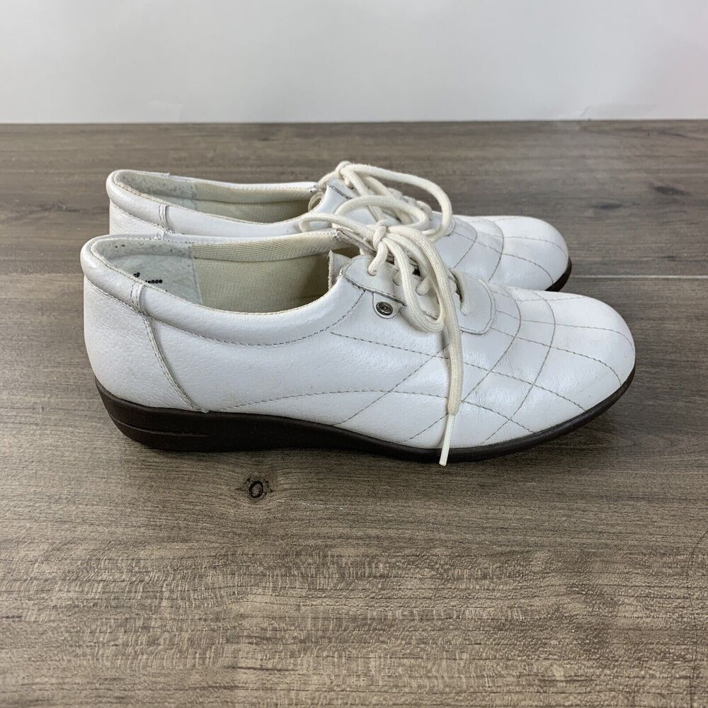 Dr. Scholls Womens White Lace Up Leather Shoes Size 7 M Nurse Medical Work